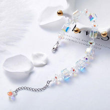 Load image into Gallery viewer, 10Ct Aurora Borealis Cube & Sphere Adjustable Bracelet w/ Swarovski Crystals