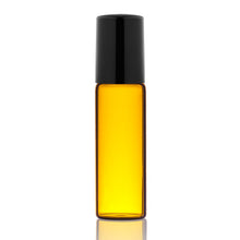 Load image into Gallery viewer, 12-Pack: Amber Glass Bottles 10ml with Stainless Steel Roller Balls