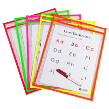 Load image into Gallery viewer, 25-Pack: Reusable Dry Erase Pockets - Assorted Colors
