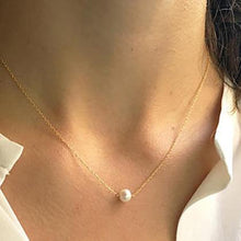 Load image into Gallery viewer, Solid 10K Gold Pearl Necklace