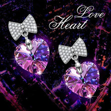 Load image into Gallery viewer, Changing Rainbow Stone Bowtie Heart Drop Earring