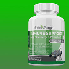 Load image into Gallery viewer, Immune Support Supplement with Elderberry, Vitamin C, Echinacea, Zinc, Garlic, Turmeric 1600mg NON GMO, GMP