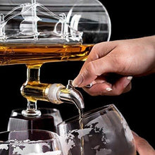 Load image into Gallery viewer, Sailing Ship Decanter Set with Dispenser and 4 Whiskey Glasses