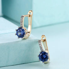Load image into Gallery viewer, Simulated Star Shaped Micro Pav'e Leverback Earrings Set in 18K Gold