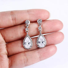 Load image into Gallery viewer, White Crystal Princess Design Chandelier Drop Earrings
