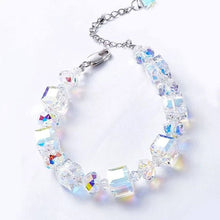 Load image into Gallery viewer, 10Ct Aurora Borealis Cube &amp; Sphere Adjustable Bracelet w/ Swarovski Crystals
