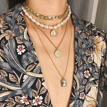 Load image into Gallery viewer, 4-Piece Necklace Set: Choker, Pearl, Coin, Pendant
