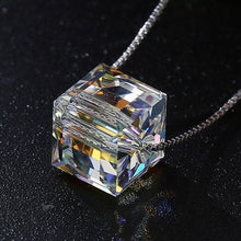 Load image into Gallery viewer, Aurora Borealis Crystal Cube Necklace Made with Swarovski Crystal
