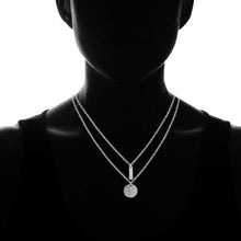 Load image into Gallery viewer, Bar and Hammered-Pendant Double-Layered Necklace
